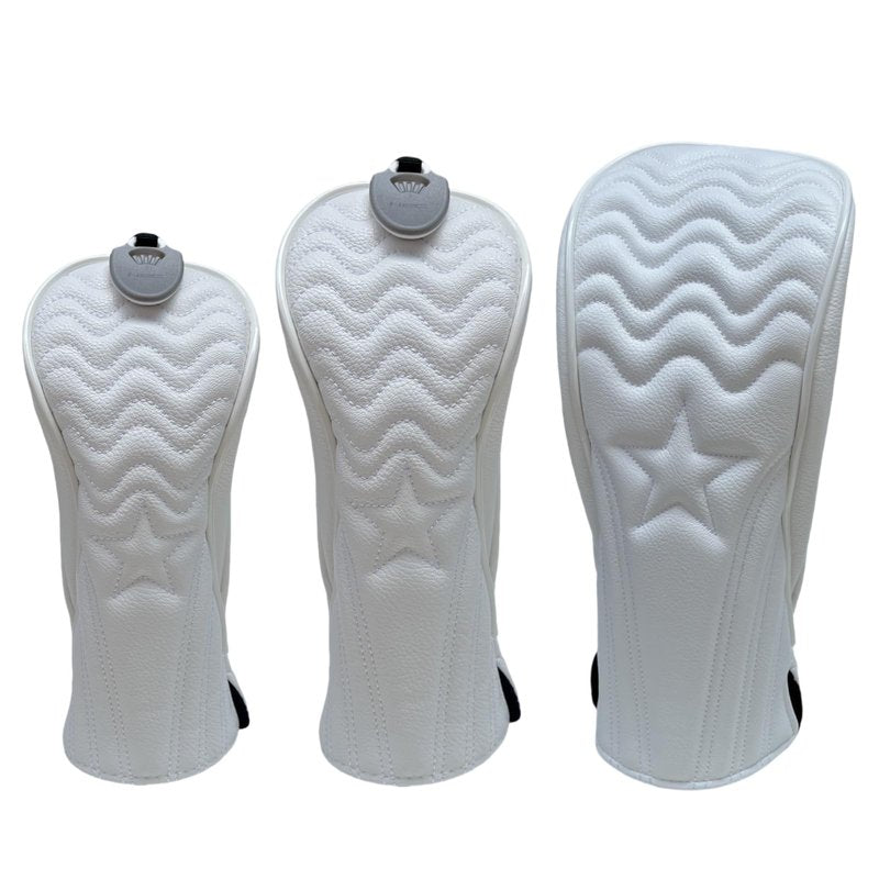 3pcs Driver Headcover Fairway Wood Head Covers Hybrid Headcover,PU Leather Golf Headcovers for Driver, 3 5 Wood,Hybrid, Golf Club Covers for Men,Headcovers Set fits for All Brand (White 1 3 H)