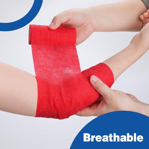 AZEN Self-Adhesive Bandage Wrap - 9 Pack of 4" X 5 Yards Elastic Cohesive Tape for Athletes & Pets