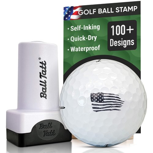 Ball Tatt - USA Flag Golf Ball Stamp, Golf Ball Stamper, Self-Inking Golf Ball Stamp Markers, Reusable Golf Ball Marking Tool to Identify Golf Balls, Golfer Gift Golfing Accessories