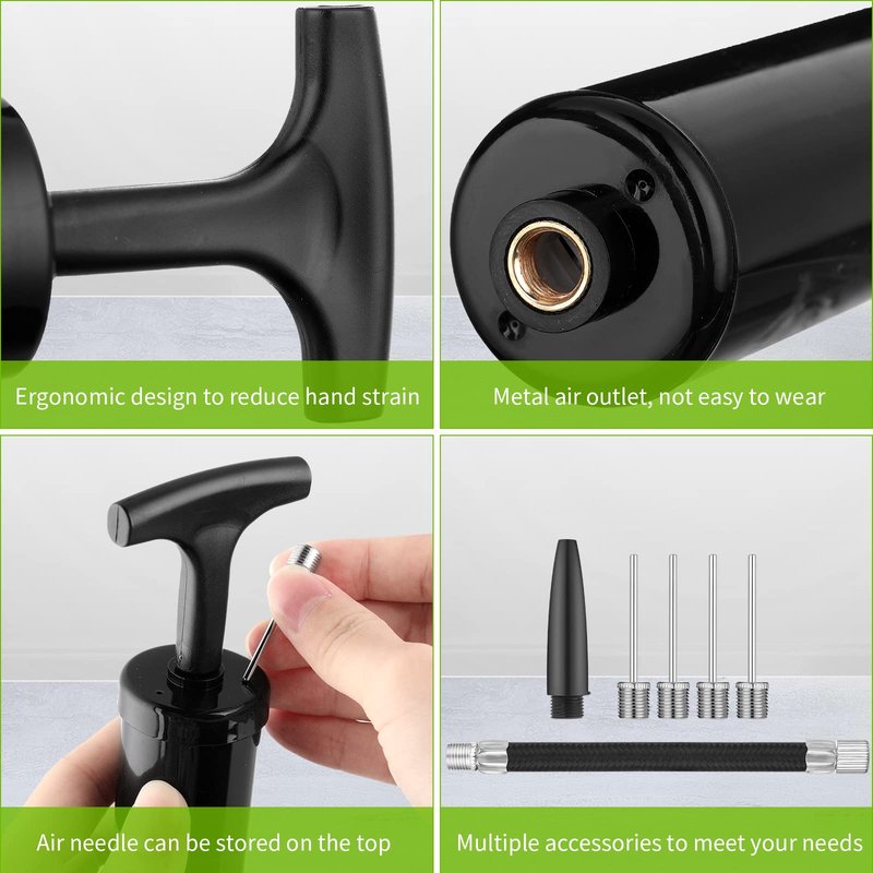 Reginary 10 Pcs Ball Pump for Sports Balls Pump with Needle and Extension Hose Bulk for Basketball Football Soccer Volleyball(Black,Classic Style)