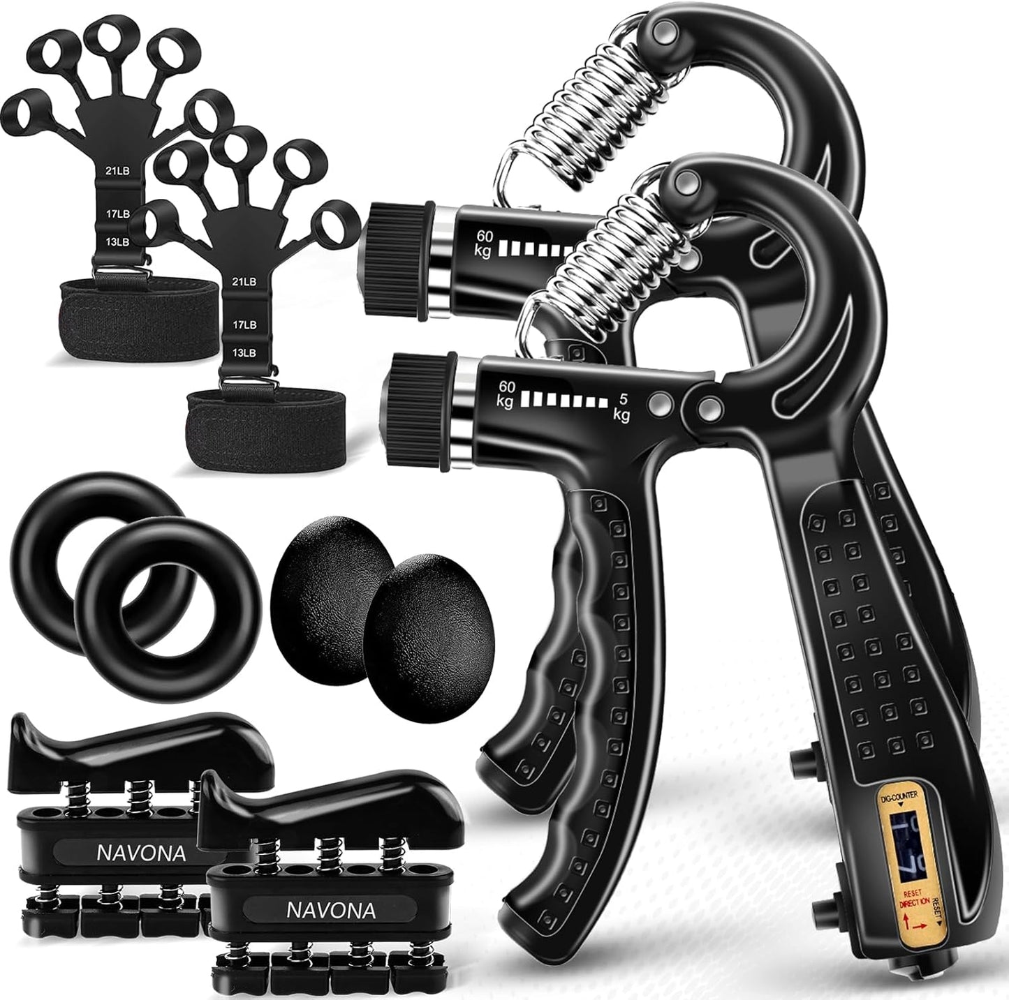 Skiennix Grip Strength Trainer Kit - 10 PCS Hand Gripper & Finger Exerciser for Muscle Building & Recovery