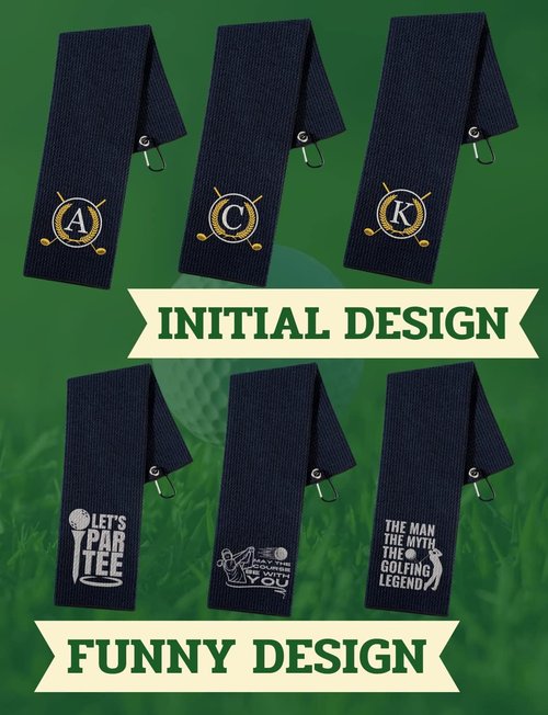 CybGene Golf Towel Gifts - Microfiber Golf Towels for Men and Women on Birthday, Christmas, 16'x 24', Black, Initial J
