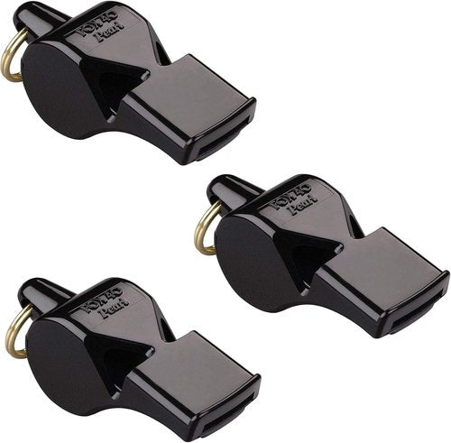 Fox 40 Pearl Pealess Whistle - Official 2-Chamber Design, Black | Pack of 3