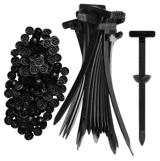 100pcs Nylon Universal Cable Tie Buckle – Heavy Duty Self-Locking Zip Ties Holder with Pin & Button Design, Plastic Cable Ties Tool Fasteners Car Body, UV Resistant Zipties for Car Daily Repair