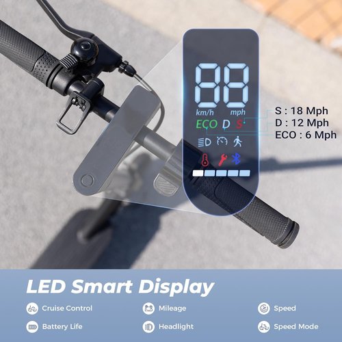 Electric Scooters | 500W Adult Electric Scooter with 21 MPH Speed, 21 Miles Range & APP Control