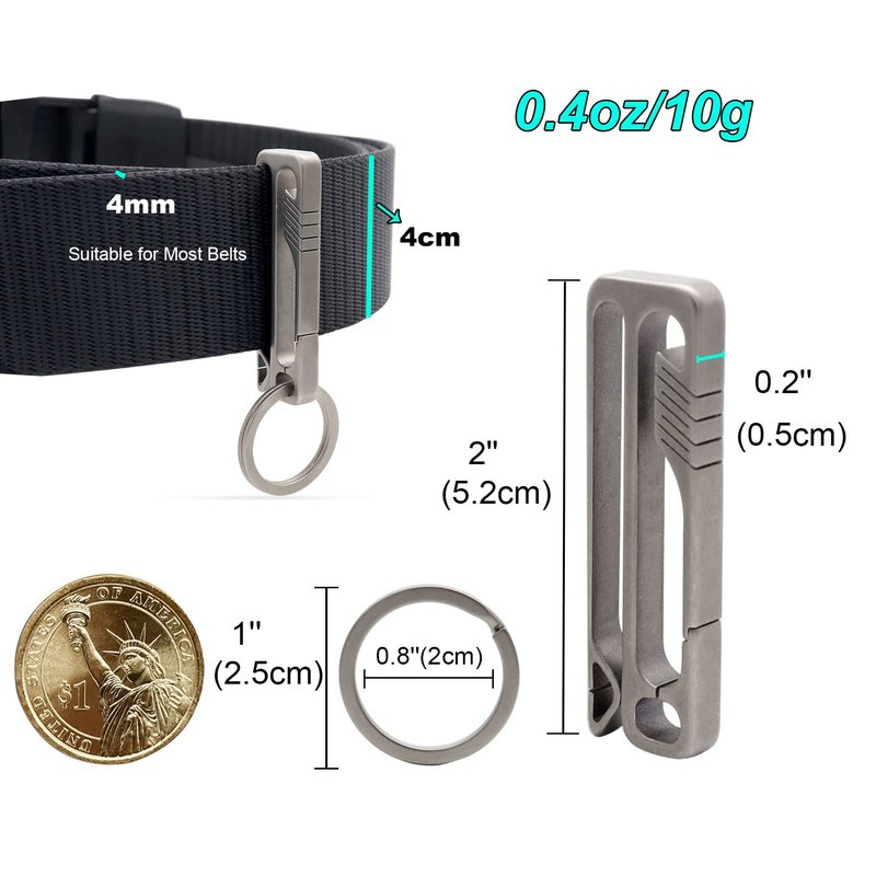 Titanium Belt Loop Key Holder Heavy Duty Quick Release Tactical Keychain Clip with Key Ring for Men and Women