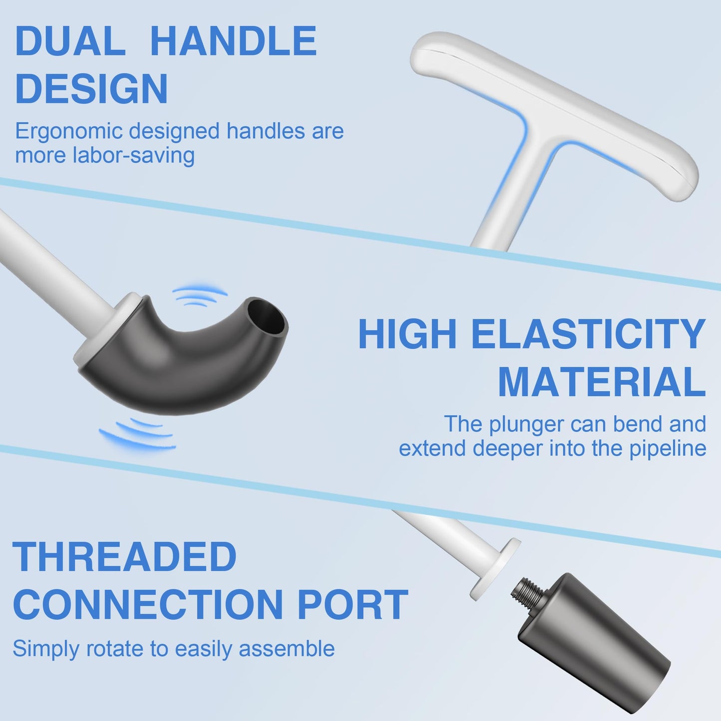 Cinola Upgraded Toilet Plunger with Holder, Wall Mounted Toilet Bowl Plunger with Hideaway Caddy, Dual Handle Plunger for Bathroom Built-in Drip Tray, White