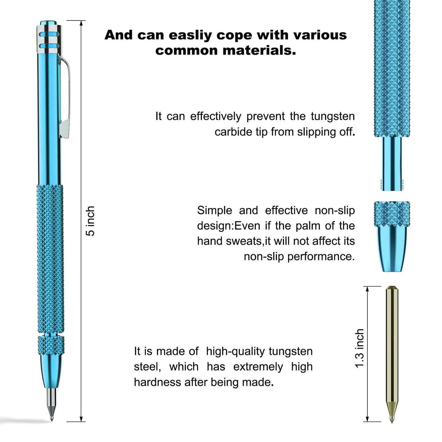 Glieskir 4 Pack Tungsten Carbide Scriber with Magnet,with Extra 21 Replacement Marking Tip And 6-Inch Ruler,Etching Engraving Pen for Glass/Ceramics/Metal Sheet
