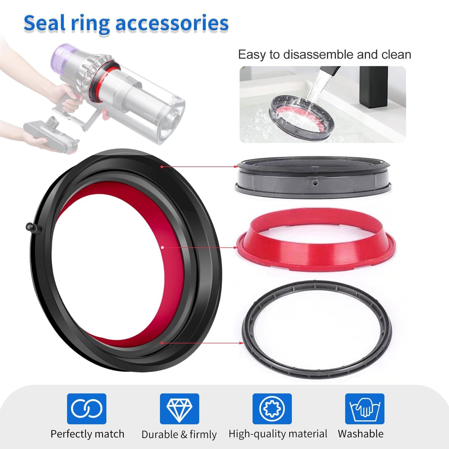 【NOT Universal】 Dust Bin Sealing Ring Only for Dyson V10 (SV12) Vacuum Cleaner Dirt Cup Part Dust Bucket Sealing Ring Replacement Part Cups Parts #969509-01 Not for V11 V12(V10 Slim) and Other Models