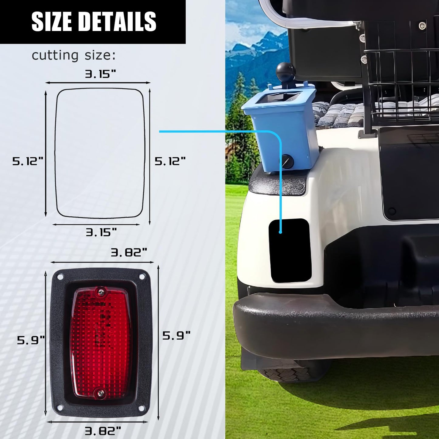 VPAHub Club Car DS LED Adjustable Light kit 48V, 2 LED headlight, 2 LED taillight, 1 Basic wiring harness, Instruction & hardware included