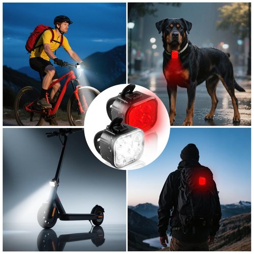 KunHe Bike Light for Night Riding USB Rechargeable Bike Lights Front and Rear 8+12 Modes Bike Light Set Bicycle Lights Headlight and Taillight Easy to Install