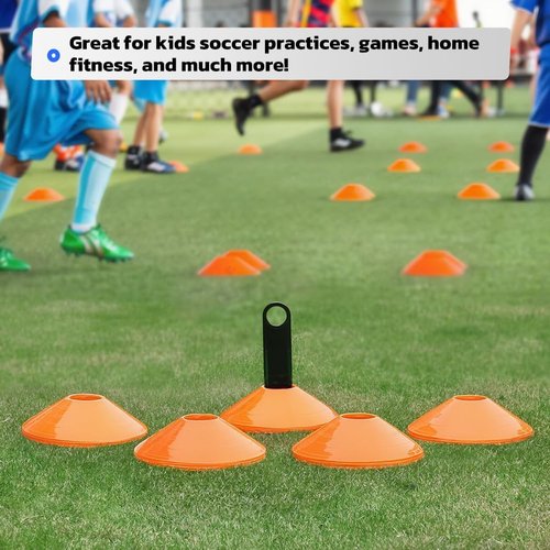 GHB Soccer Cones - Agility Training Field Markers | 25/50/100 Pack with Cone Drills Guide