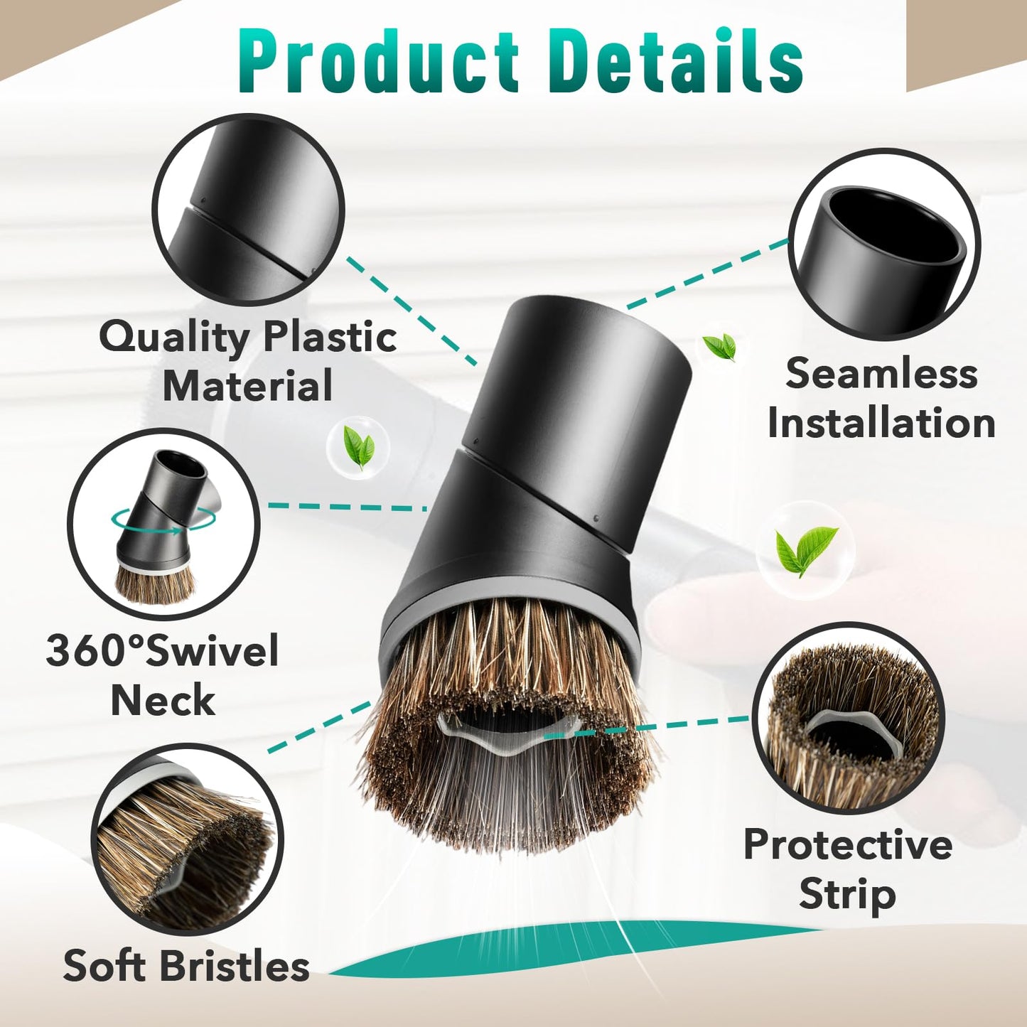 Gfdoso Vacuum Cleaner Dust Brush for Miele C and S Series, 35mm Dusting Brush SSP-10, 07132710, 360° Swivel Neck Replacement Dusting Brush for Vacuuming Sofas, Keyboard, Tables Any Furniture