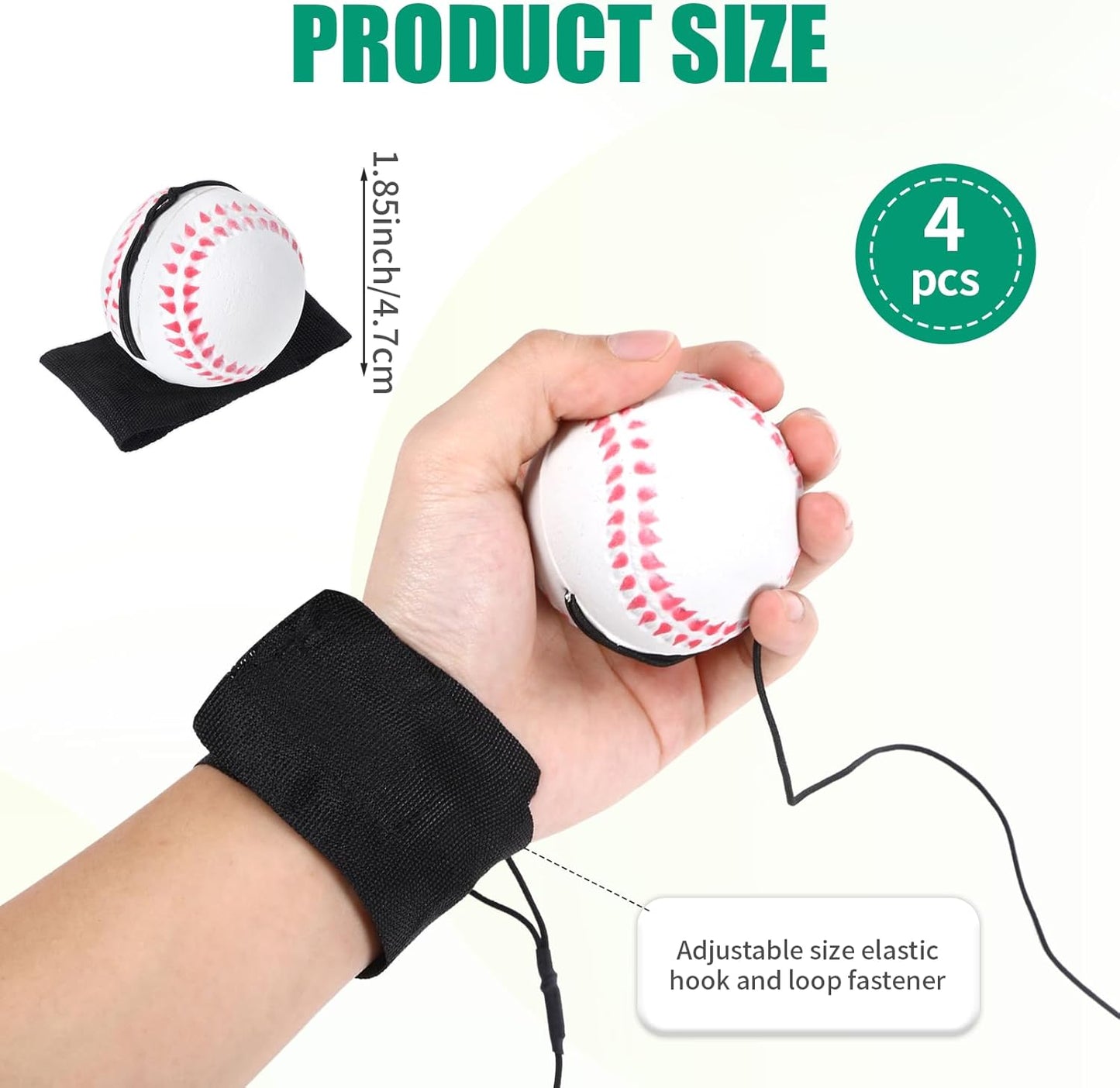 Skiennix Wrist Ball Set - 4PCS Rebound Balls with Strap for Fun Outdoor Exercise & Baseball Gifts