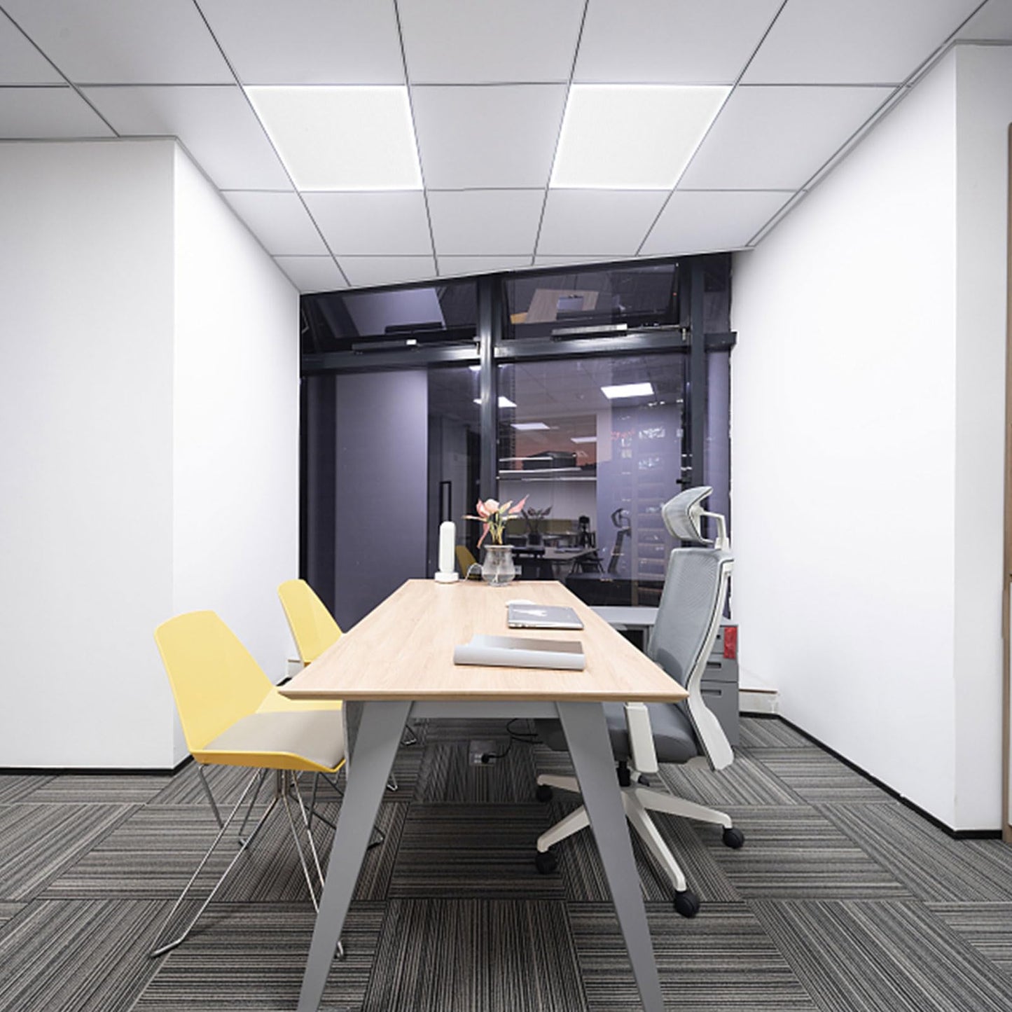 Pushglossy 4 Pack 23.75" x 47.75" Drop Ceiling Light Panel Diffuser Covers Fluorescent Lighting Panel Flat Sheet Polycarbonate Double-Wall Replacement Light Lens Cover with H Support