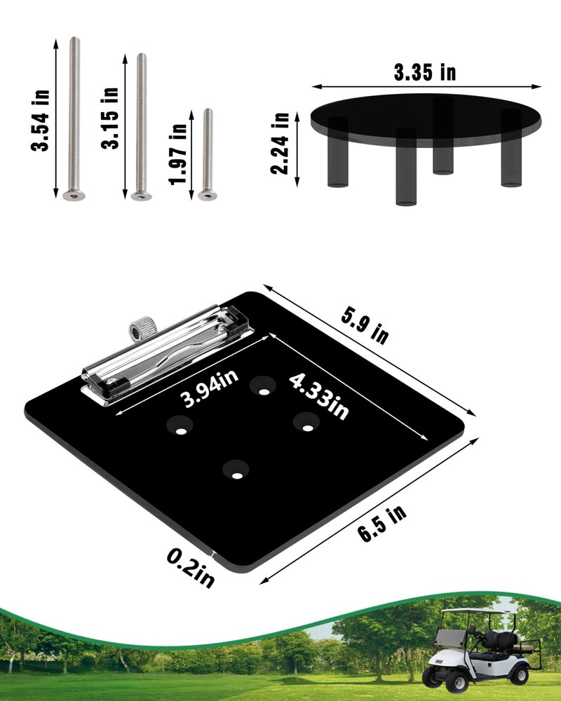 YEBOOCA Golf Cart Scorecard Holder with Pen Holder on Golf Cart Steering Wheel for Club Car/EZGO TXT& RXV/Yamaha G29/Icon I40/Star Car/Excar and Other Most Golf Carts (Black)