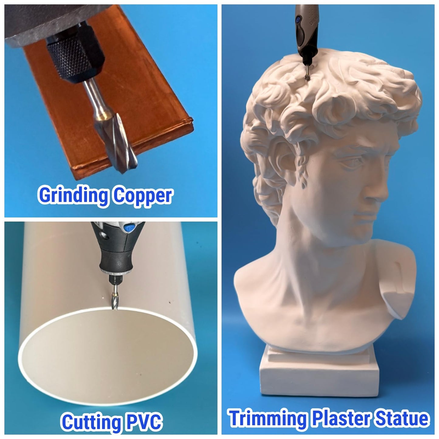 Sworker 10 Pcs Carbide Burr Set 1/8" Shank Compatible with Dremel Bits Double Cut and Aluminum Cut (Wide-Flute Cut) Rotary Tools Attachment Kit Rasp Metal Wood Stone Steel Grinding Carving Cutting