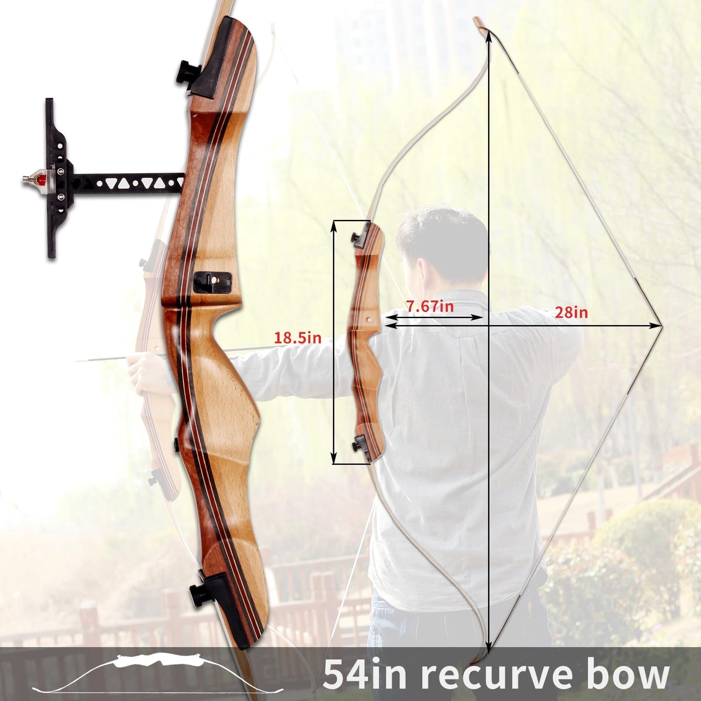 SOPOGER 54" /68'' Archery Set Adult Beginners - 20 lbs /30 bs Takedown Recurve Bows for Adults Youth Teens Men Women Wood Longbow for Outdoor Target Arrow Practice Shooting Training