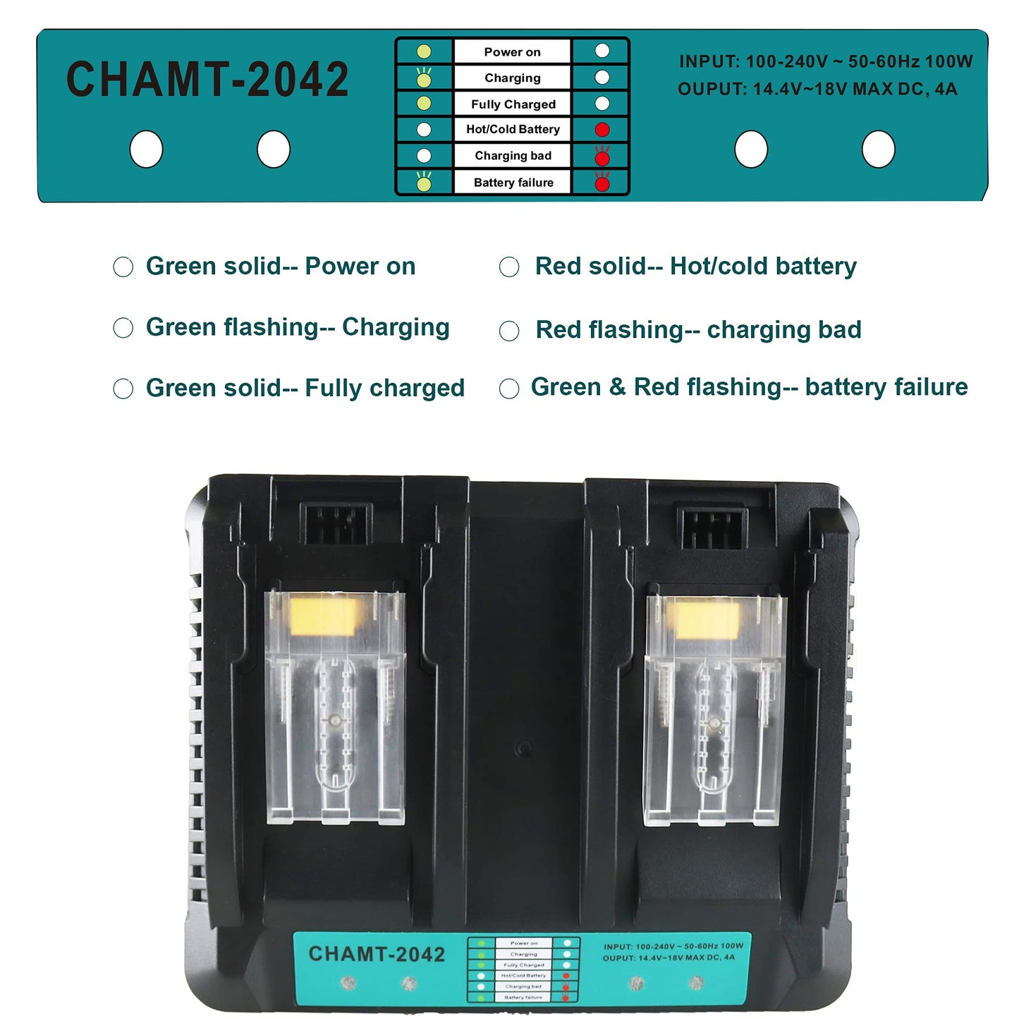 VOLT1799 BL1850B 18V Battery and Charger Replacement for Makita 18v Battery and 2-Port Rapid Charger, Capacity Output 5.0Ah