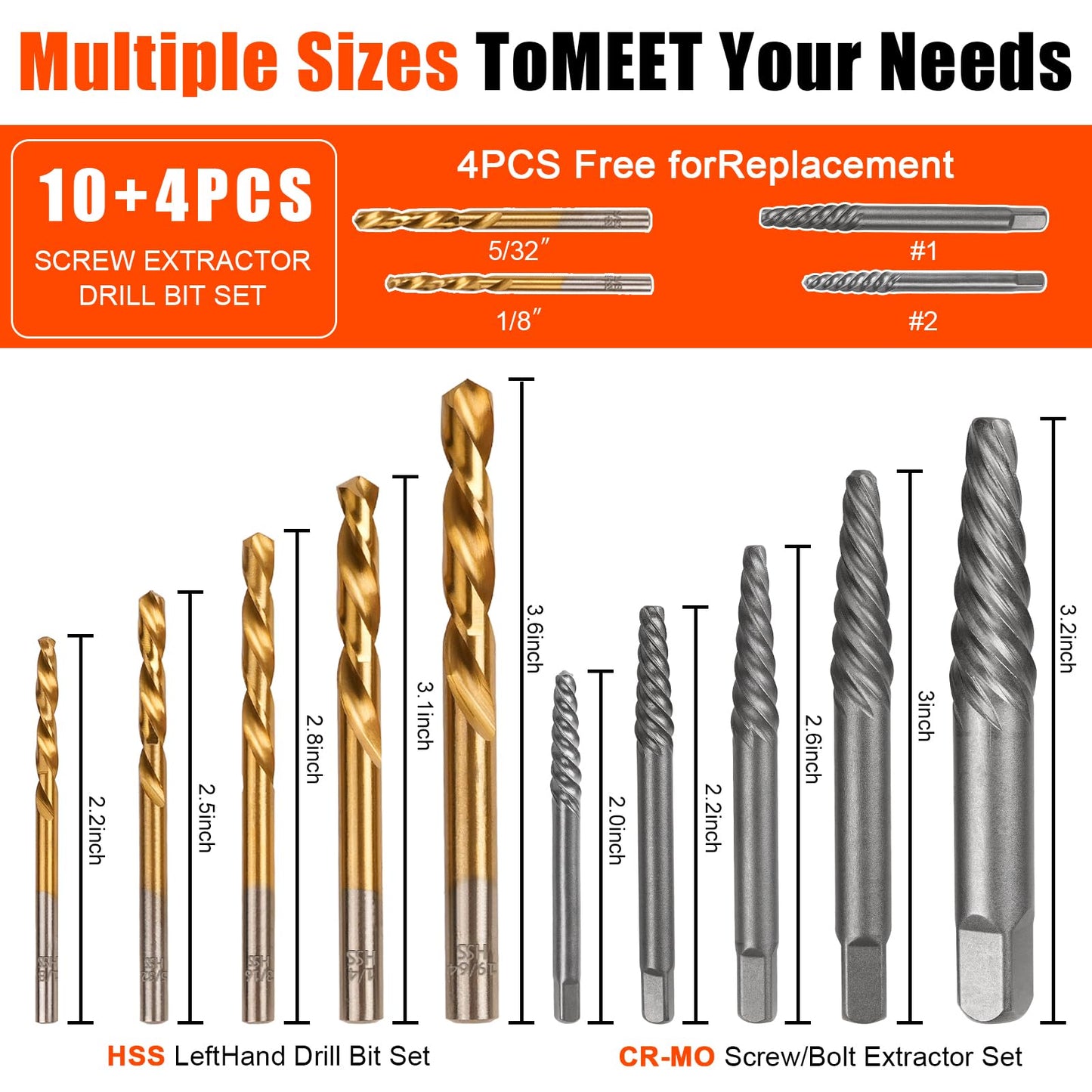 Coobeast 14pcs Screw Extractor Set and Left Hand Drill Bits For Removing Broken Bolt Extractor Kit, Easy Out Screw Extractor Set, Screw Remover Tool With Storage Case, Gifts for Men, Dad and Husband