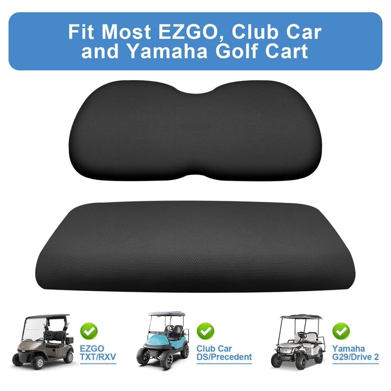 MOSNAI Universal Golf Cart Seat Covers Set for EZGO TXT/RXV, Club Car DS/Precedent, Yamaha G29/ Drive 2 Front Seats, Durable Breathable Bench Seat Covers Washable Polyester Mesh Cloth Without Logo