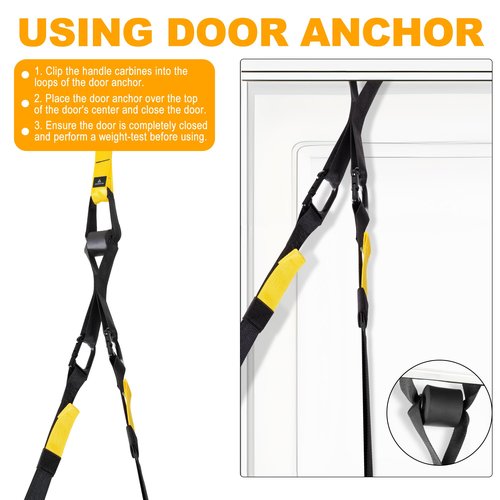 Home Resistance Training Kit, Resistance Trainer Fitness Straps for Full-Body Workout, Bodyweight Resistance Bands with Handles, Door Anchor, Workout Guide for Home Gym (Resistance) (Black, Yellow)