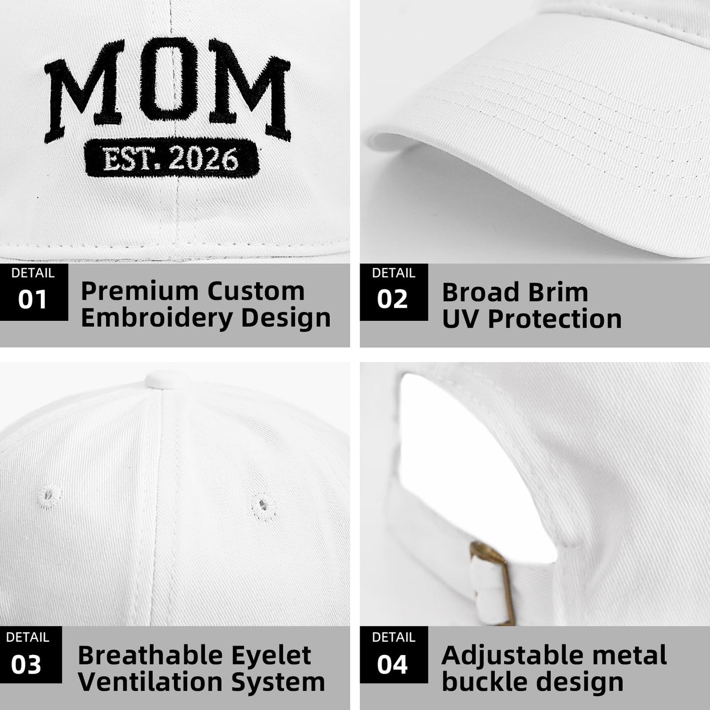 FUIPET Mom and Dad Hats for New Parents Gifts for Couples, Adjustable Embroidered Baseball Caps for Mom and Dad Gifts