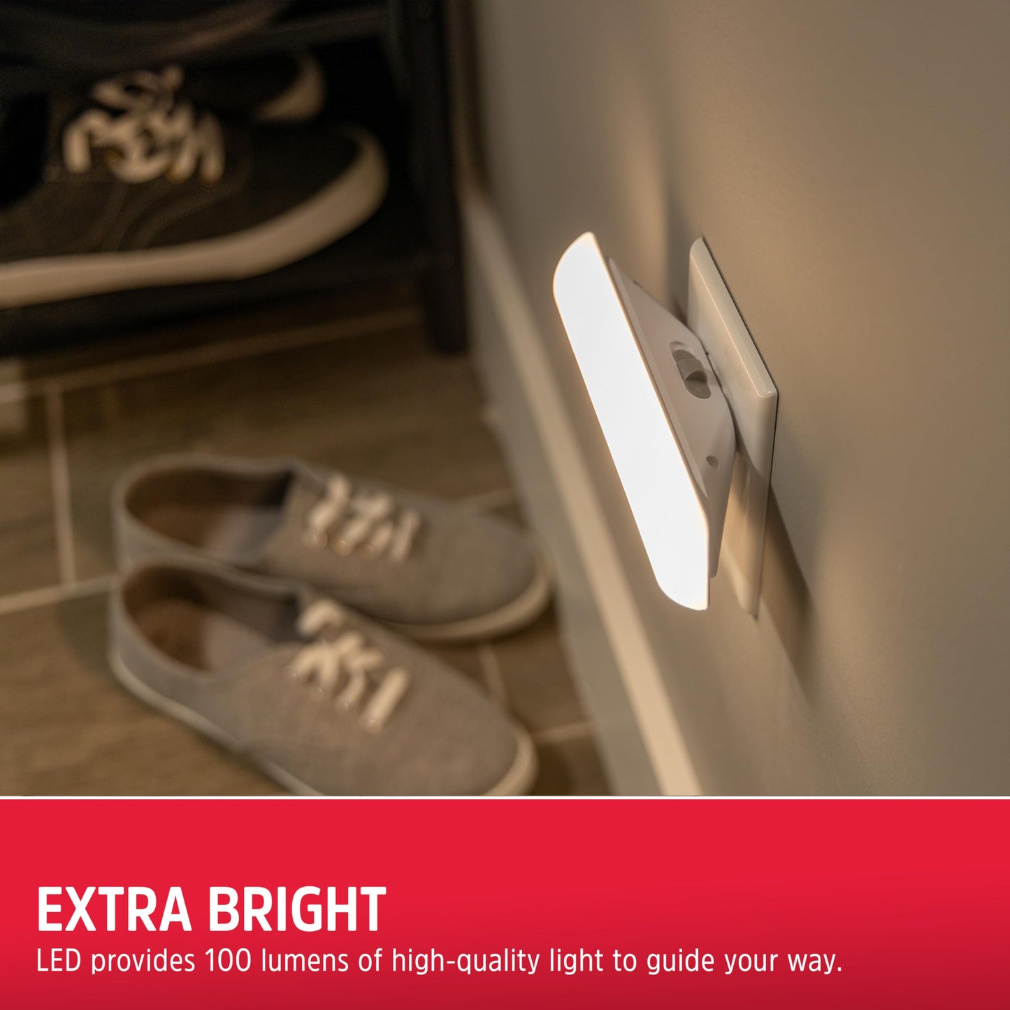 Energizer Ultrabrite LED Light Bar, 100 Lumens, 1 Pack, High/Low/Off Switch, Plug-in, Night Light, Ideal for Dark Spaces, Bedroom, Bathroom, Kitchen, Hallway, Basement White, 81573