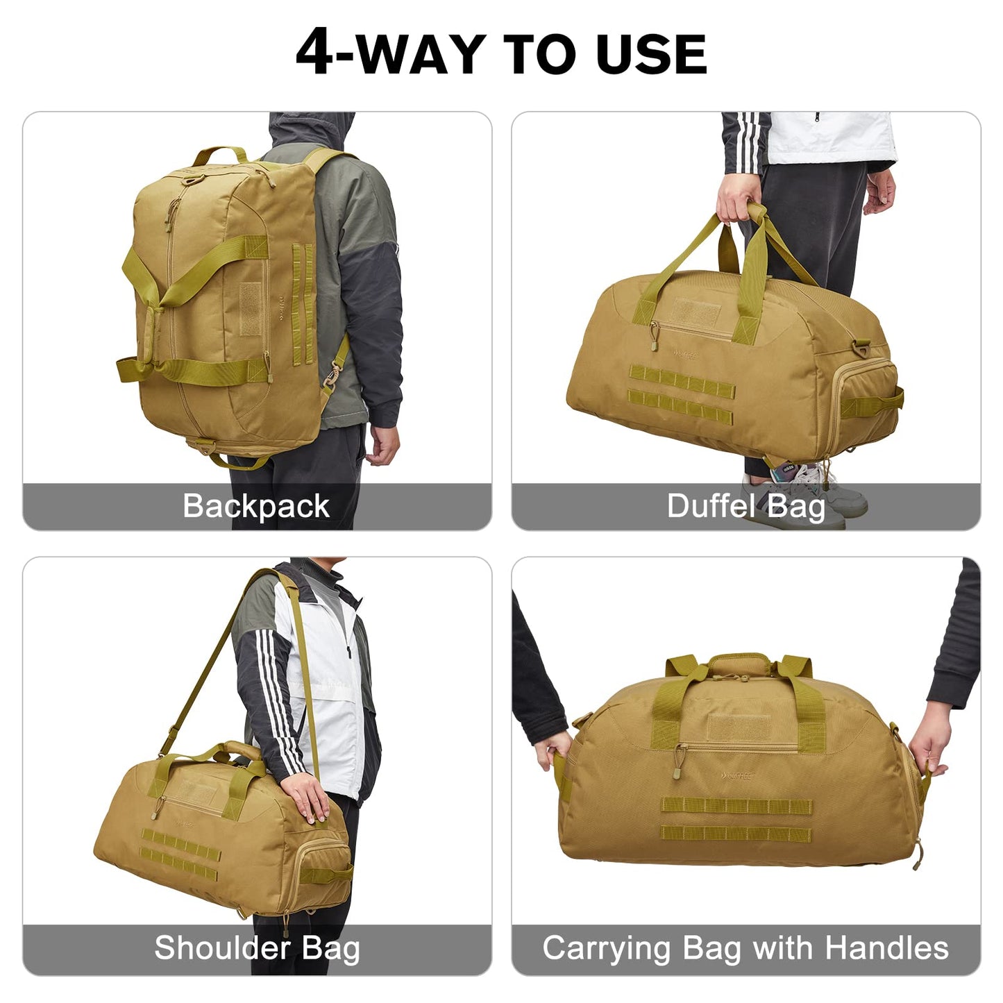 G4Free 70L Large Tactical Duffle Bag Men Sports Gym Backpack