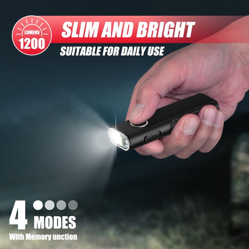 ULTRAFIRE Flat EDC Flashlight with White Light and UV, 1200 Lumens Rechargeable Two Light Flashlight, Magnetic Compact Pocket EDC Light for Outdoors, Work, Emergency S3