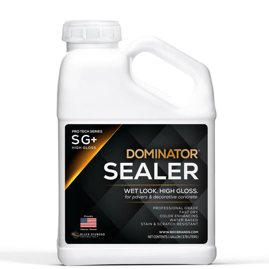 1 Gal. DOMINATOR SG+ Clear Acrylic Sealer | High Gloss Concrete Paver Sealer | Wet Look, Color Enhancing | Professional Grade | Decorative Concrete | Fast Dry | Driveway, Patio and Walkways
