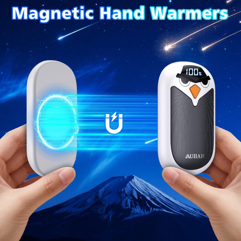 Hand Warmers Rechargeable 2 Pack with LED Display, 4 Heat Settings & Fast Heating, Portable Electric Hand Warmers for Camping Hunting Commuting, Valentine's Gifts for Men Women