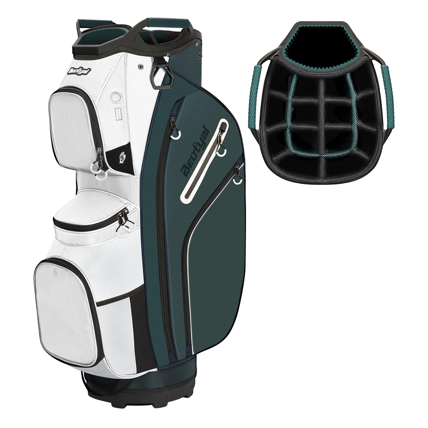 Beutyal Golf Cart Bag 15 Way Organizer Divider Top Cart Golf Club Bag for Men Women with Cooler, Handles and Rain Cover
