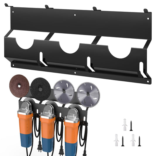 Angle Grinder Holder, Angle Grinder Stand with Discs Hook Rack & Cord Hanger, Wall Mount Power Tool Storage Rack/Bracket/Organizer for Cutters Polishers, Garage and Workspace