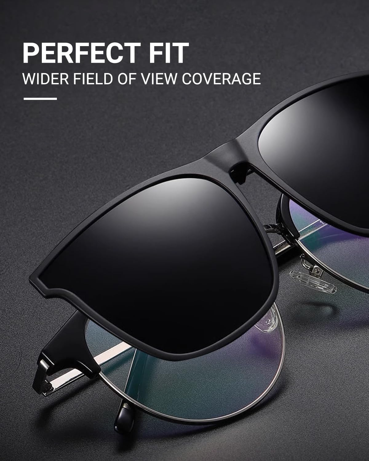 TERAISE Clip-on Driving Glasses Polarized Night Vision Sunglasses Flip Up Cat Eye Design, Anti-Glare UV400 for Outdoor