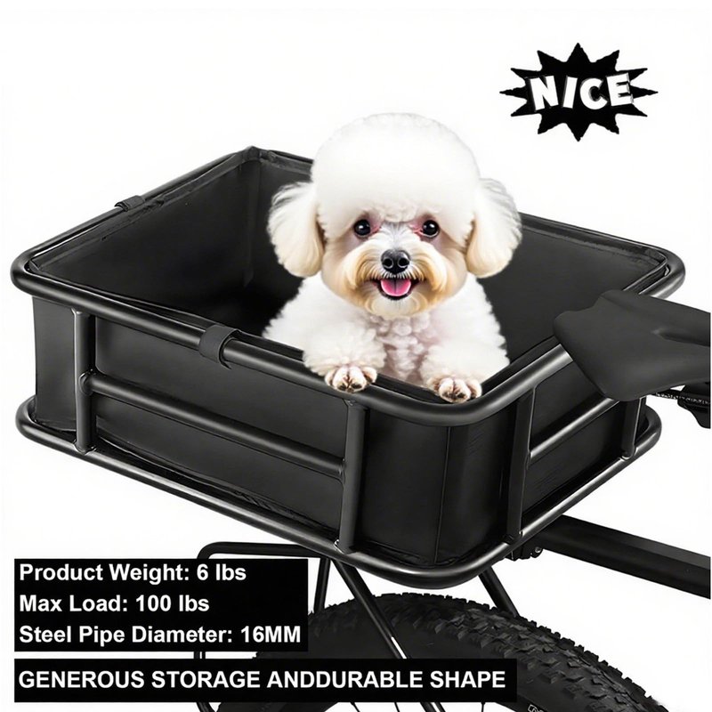 Heavy-Duty Rear Cargo Basket for Bikes & E-Bikes - Includes Waterproof Liner & Adjustable Cargo Net - Universal Fit for Most Bicycles - Perfect for Groceries, Picnic Supplies, and Pet Transport