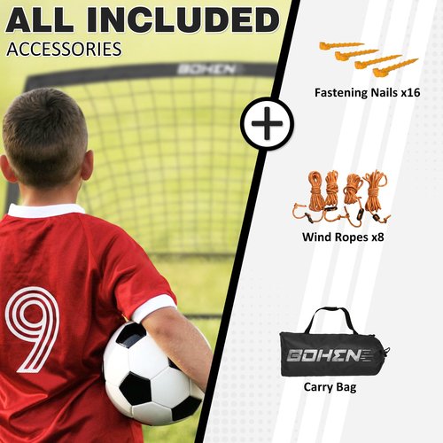 BOHEN 9x5FT Portable Soccer Goal for Kids Backyard with Carry Bag - Easy Folding Lightweight Fun for Outdoor Indoor Training Games for Teen Youth Adult (Black, 9x5FT, 2 Pack)
