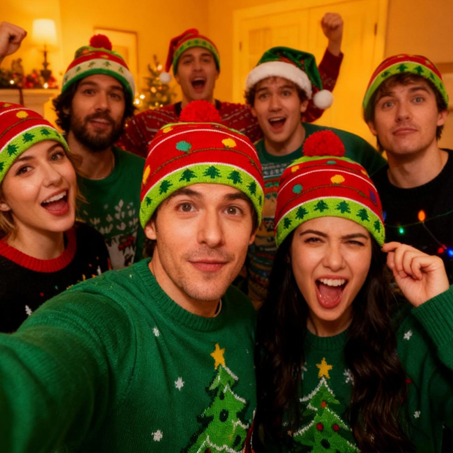 Beanumerous Christmas Beanie Light Up Winter Hat Xmas Holiday Socks, Gifts For Men Women Teens