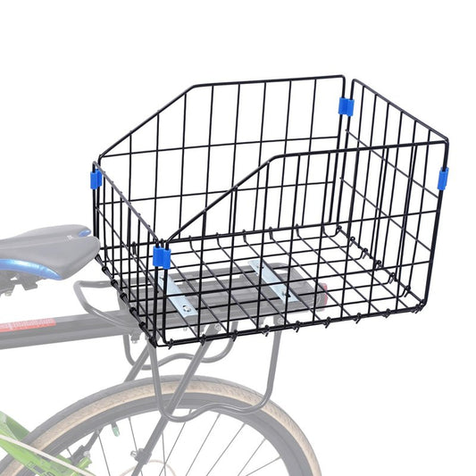 HOMEE Folding Detchable Rear Bike Basket, Bicycle Cargo Rack Storage Basket, Waterproof Metal Bike Basket for Most Rear Mounted Bike Rack