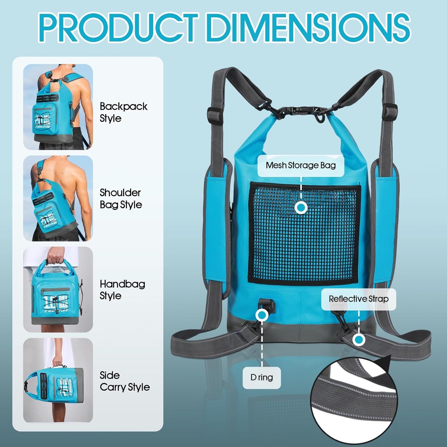 MORXPLOR Waterproof Dry Bag Backpack - Roll Top Design with Phone Case | Available in 5L to 55L Sizes