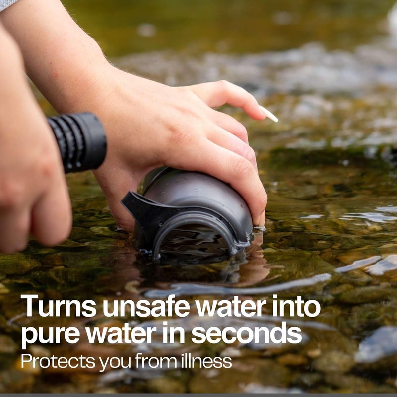 Water-to-Go Water Filter Bottle for Hiking Camping and Survival - One Liter Water Purifier Bottle for Safe Water Anywhere - Eco-Friendly Bioplastic, New Leak-Proof Lid, Filters Viruses