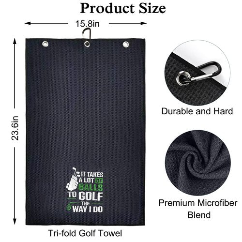 DYJYBMY It Takes A Lot of Ball Funny Golf Towel, Embroidered for Bags With Clip, Men's Accessories, Fathers Day Birthday Retirement Gifts for Fan Dad