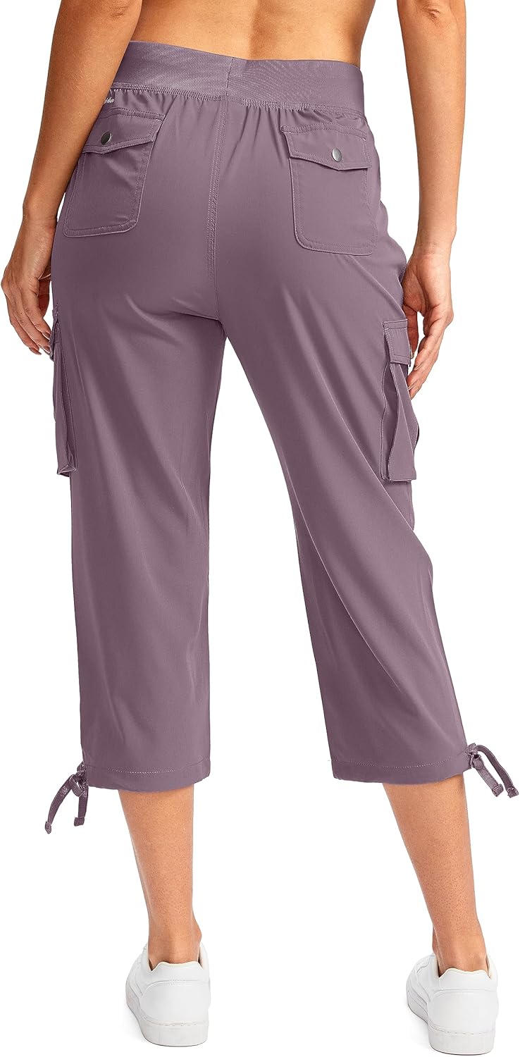 Soothfeel Women's Cargo Capris Pants - Lightweight Quick-Dry Travel & Hiking | 6 Pockets, Casual Summer Style