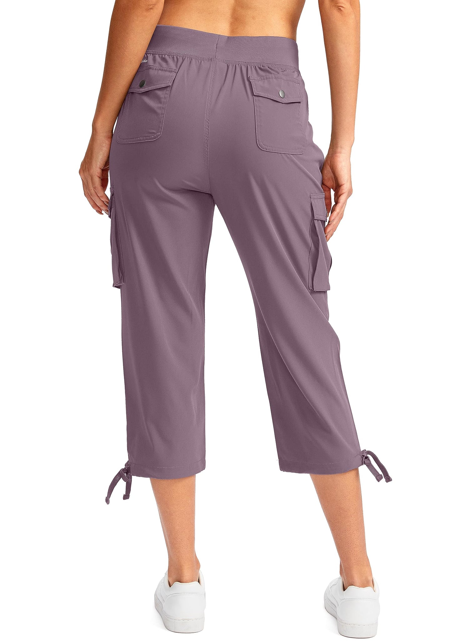 Soothfeel Women's Cargo Capris Pants with 6 Pockets Lightweight Quick Dry Travel Hiking Summer Pants for Women Casual (Purple, 3XL)