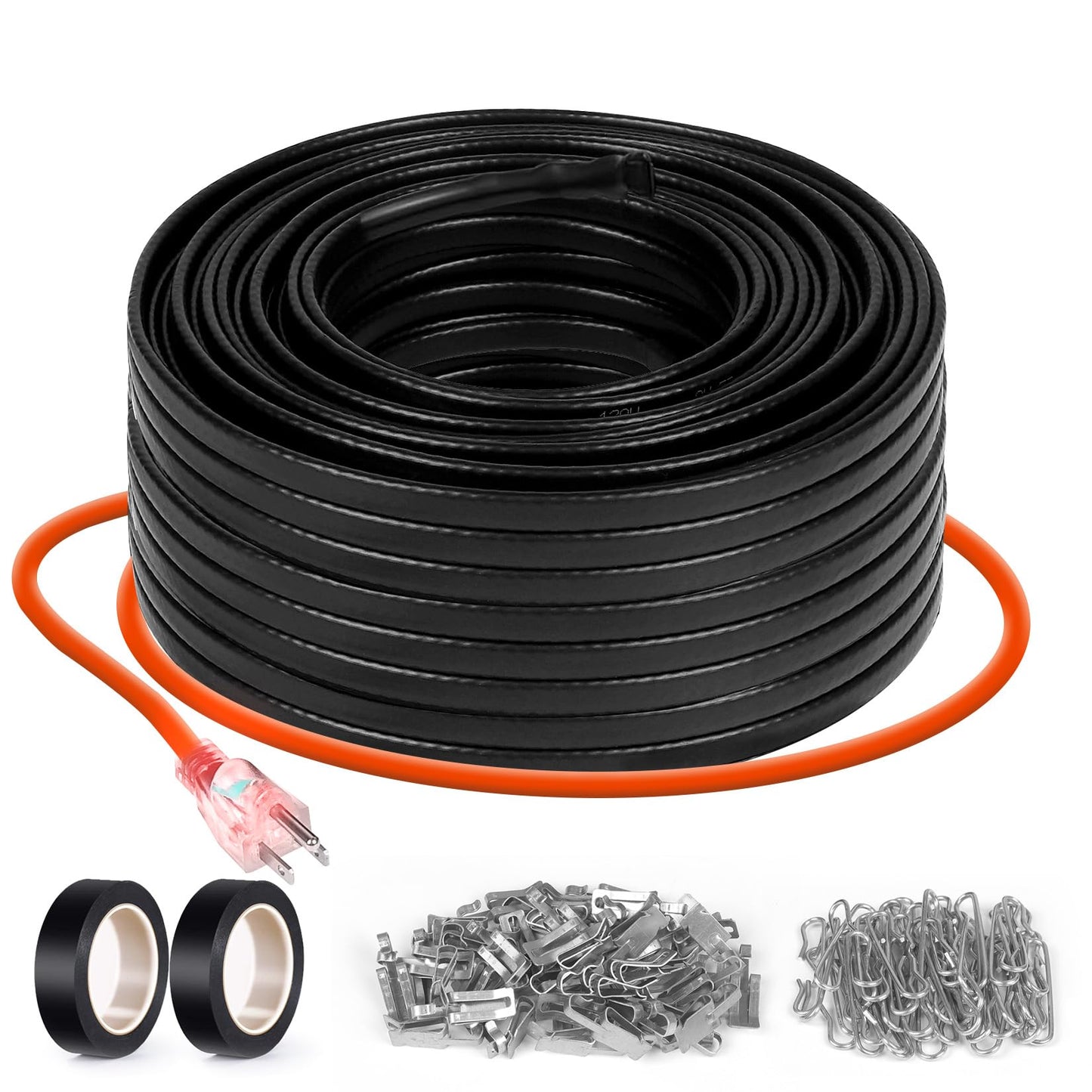 3FT~200FT Heat Tape for Water Pipes, -40°F Deicing Heating Cable, Freeze Protected Water Pipe Heating Cable, Heated Water Hose, Plumbing Fixtures, 120V 5W/ft（100FT）