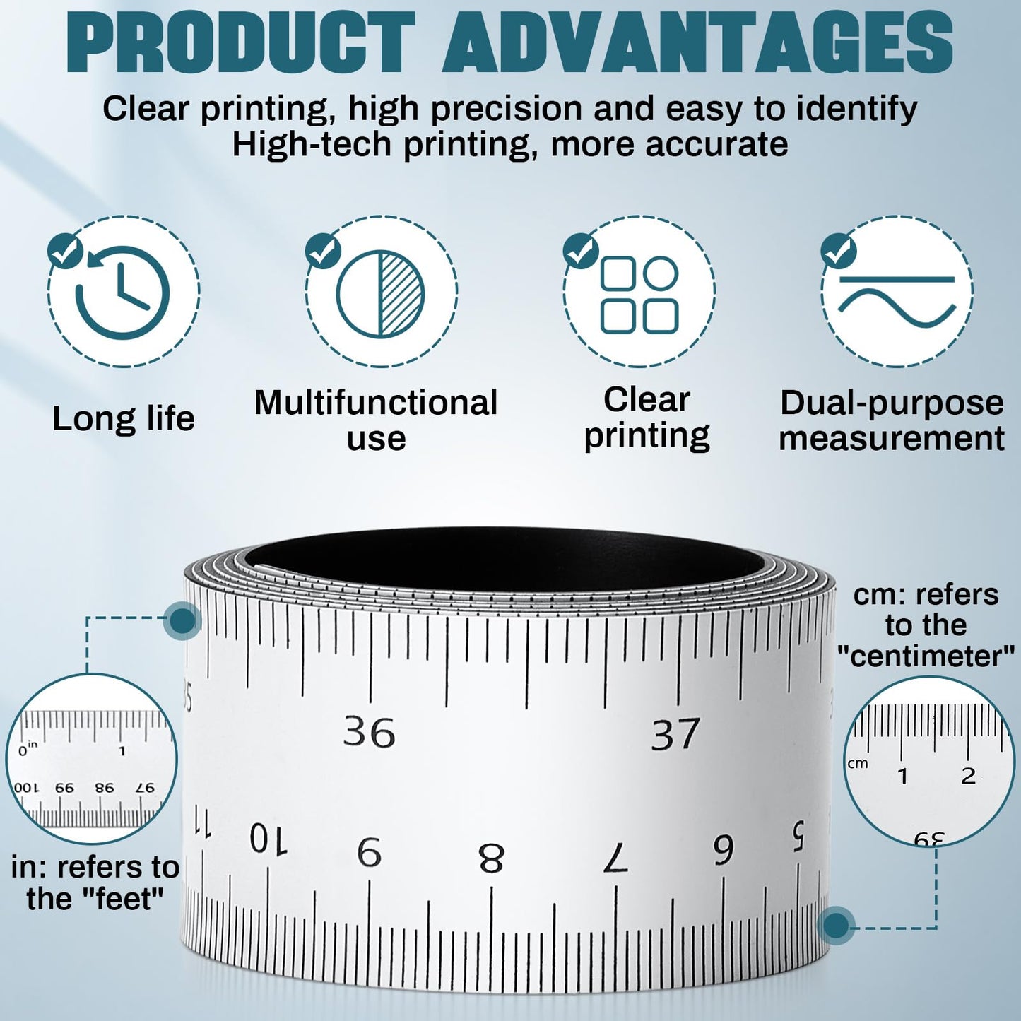 Relaxweex 1 Pcs 39.37 Inch Magnetic Ruler Flexible Magnetic Ruler Magnet Measuring Tape with Both Inches and Centimeters, Suitable for Whiteboard, Lathes, Workshops, Table Saws, Mills, Easy to Take