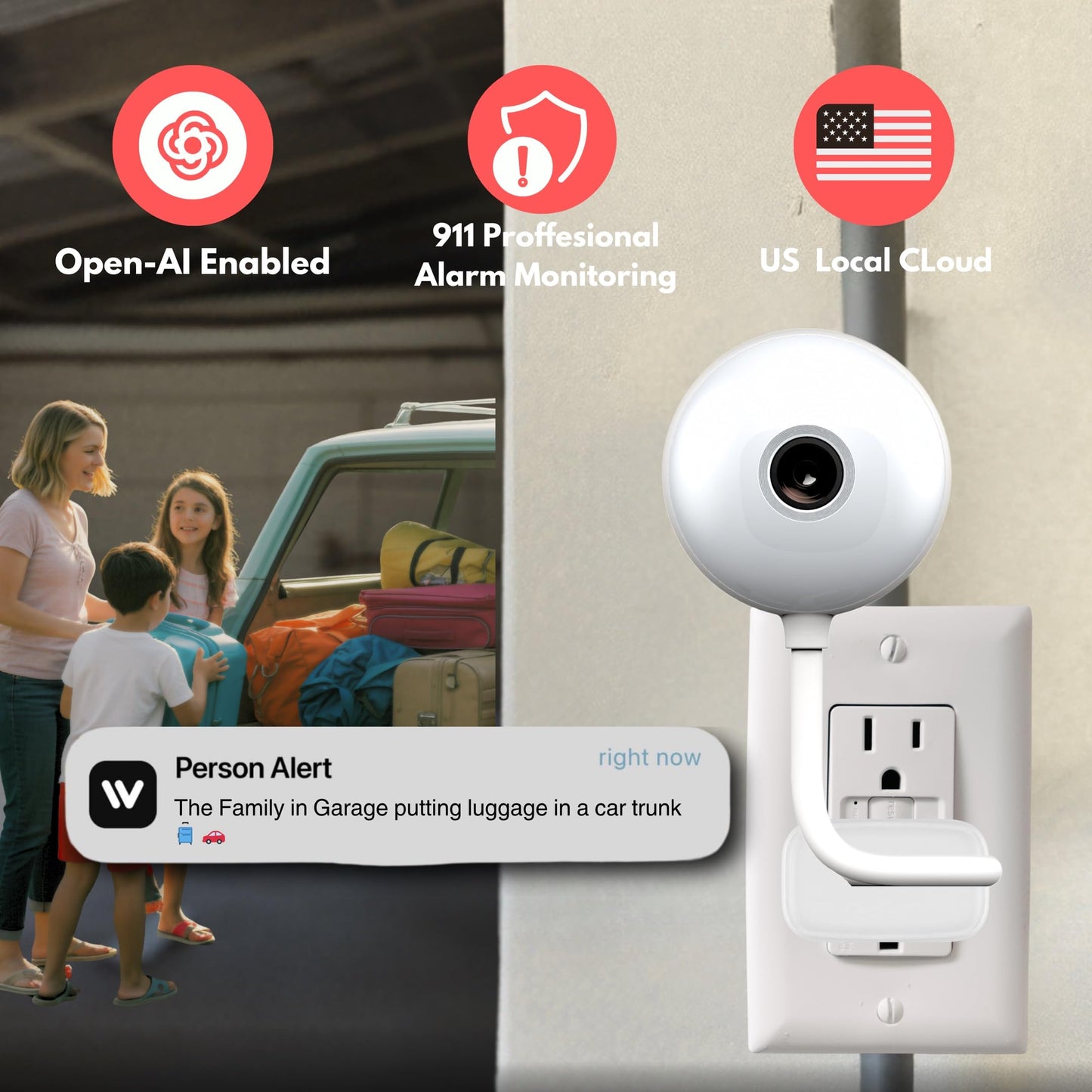 Recmoment Indoor Security Camera,2K 2.4G WiFi Baby/Pet/Dog/Nanny Cameras for Home Security,AI descriptive Notification, AI Cameras with 2-Way Talk, Color Night Vision, AI Smart Detection,911Emergency