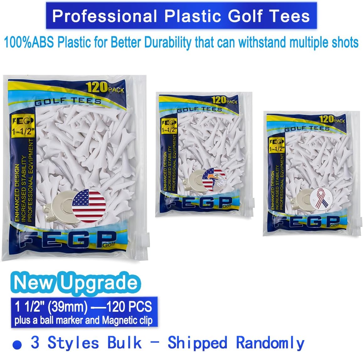 Performance Series Golf Tees by [Brand Name] - 1.5'' Short Plastic Tees for Irons & Hybrids | Pack of 120 White