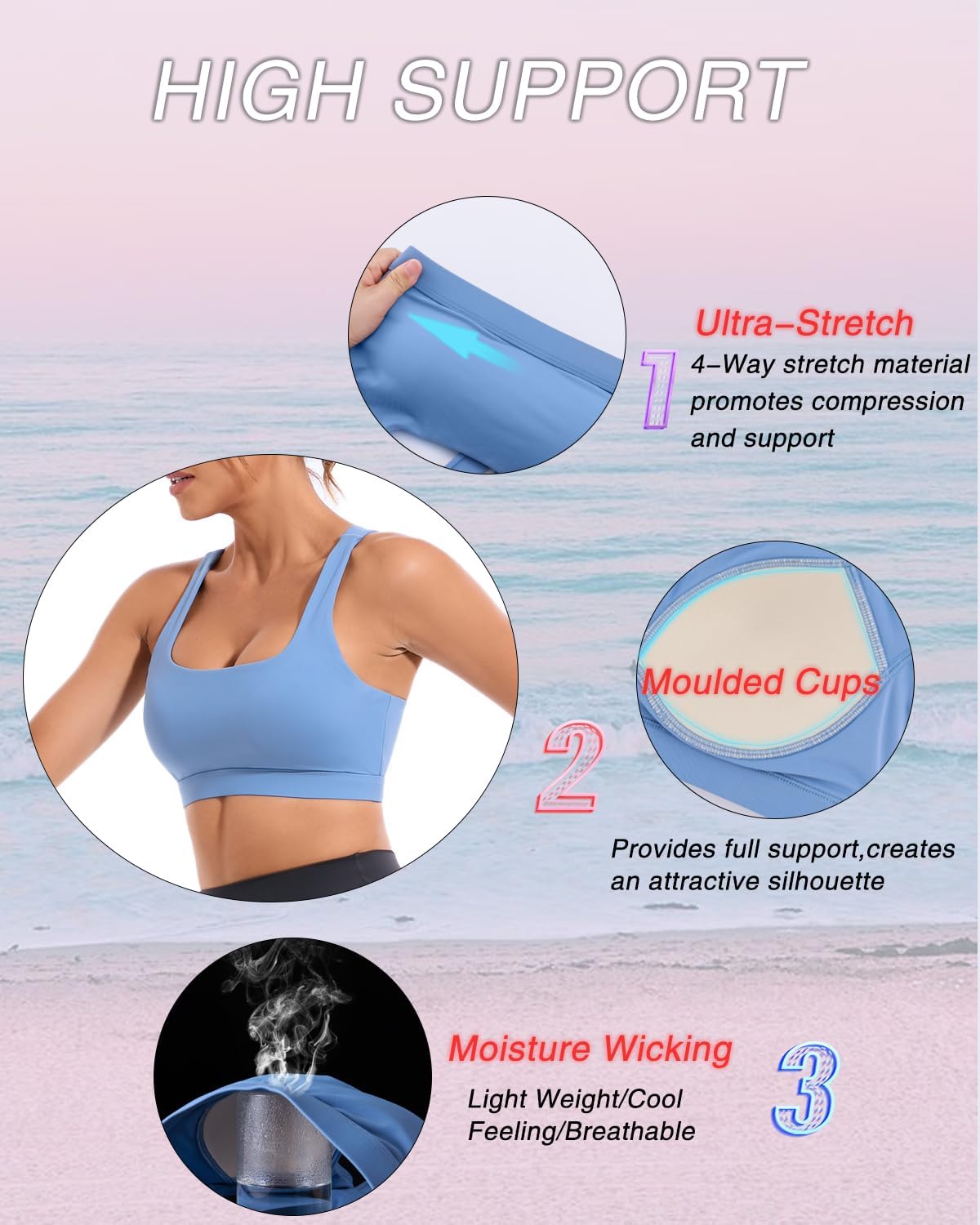 RUNNING GIRL Sports Bra - High Impact Molded Cup Design for Women | Supportive Racerback Style