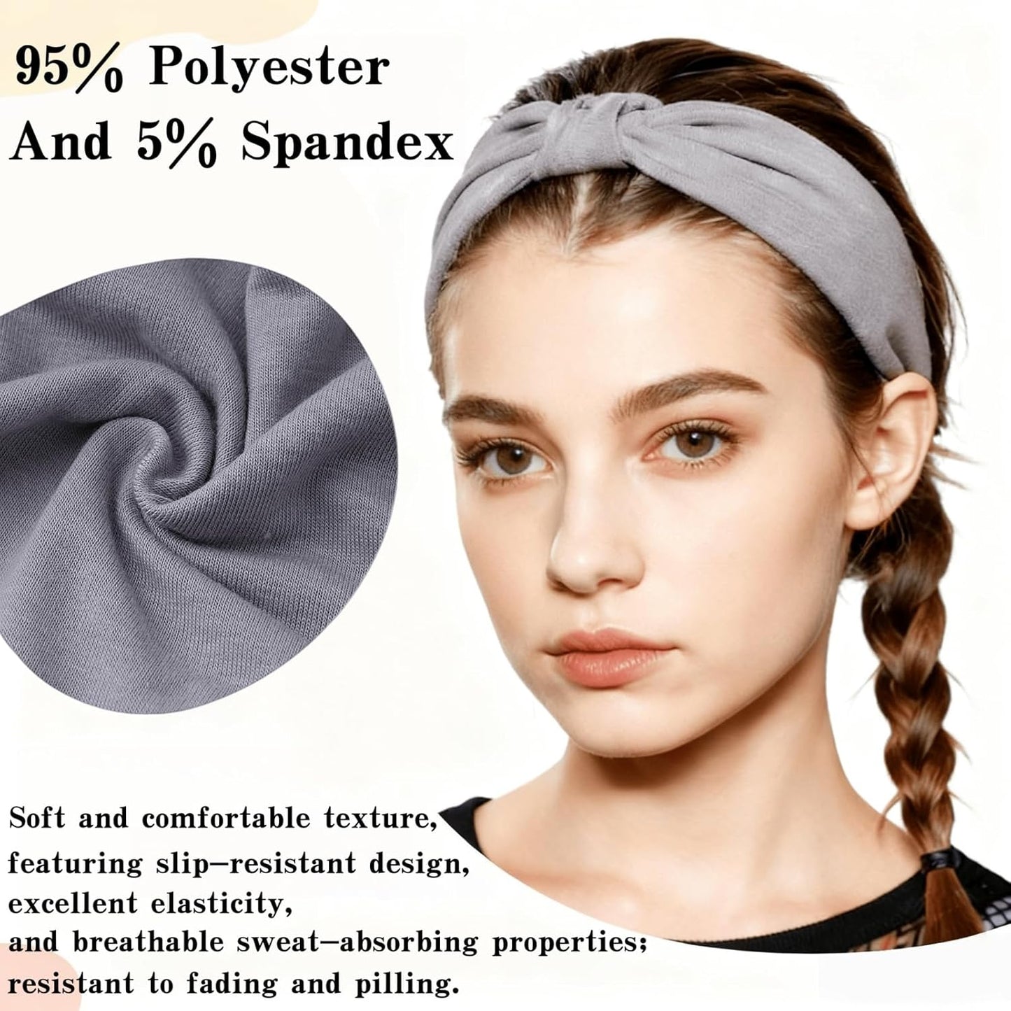 Skiennix Wide Elastic Headbands - Soft Knotted Design for Makeup & Sports | 8-Pack Non-Slip Hair Bands